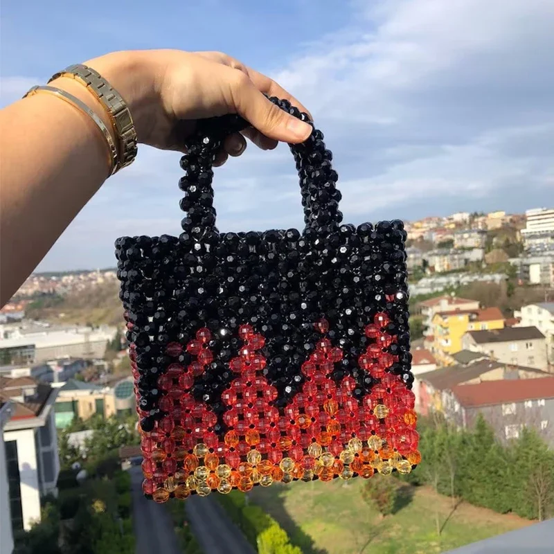 Женская сумка-тоут с рисунком огня модная женская сумка со стразами красная для