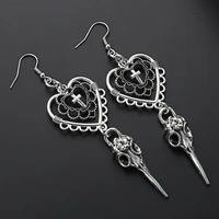 heart cross bird skull earrings jewellery design dark art goth aesthetic dangle earrings for girl punk gifts