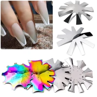1pc nail art cutter smile cut v line almond shape tips edge shaping template metal nails cutter acrylic french manicure tools