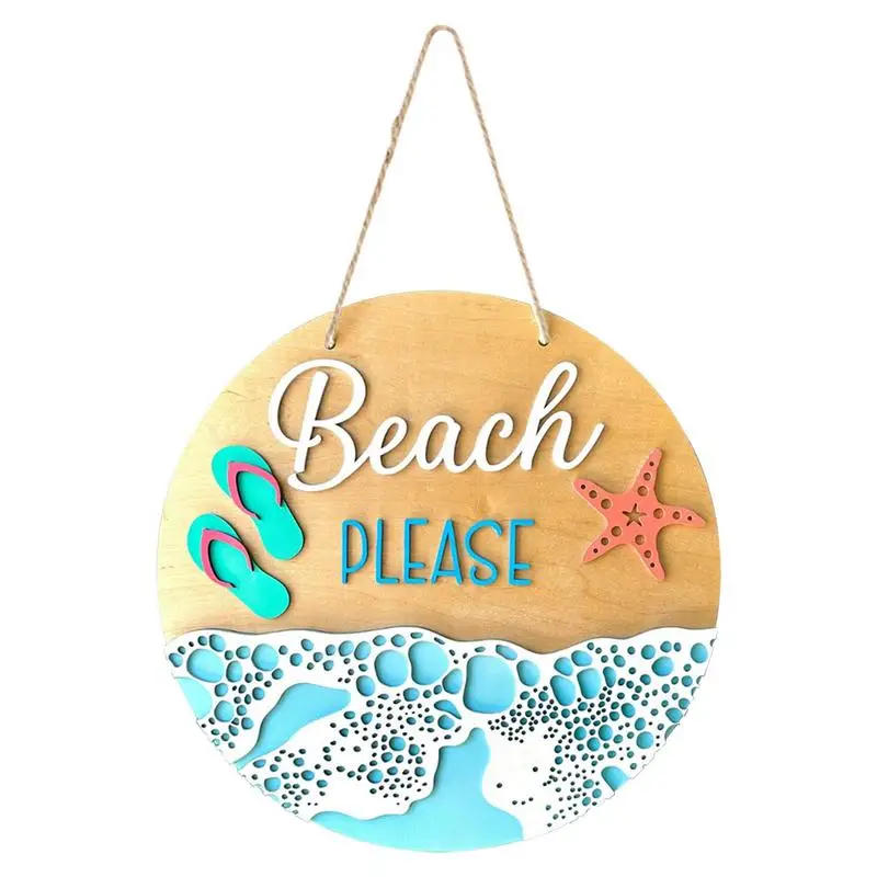 

Starfish Welcome Sign 11.8in Wood Farmhouse Beach Door Decor Round Blue Sea Ocean Wreath Sign Ocean Themed Starfish Restroom