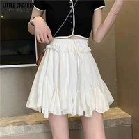 fashion white black chiffon summer shorts skirt women 2022 fashion korean high waist tutu pleated mini aesthetic skirt female