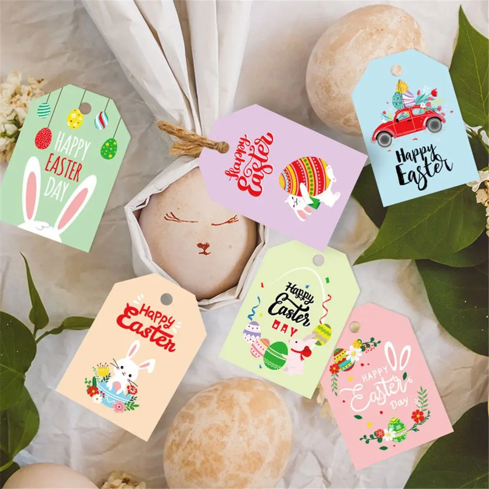 

96/48pcs Happy Easter Party Supplies Hang Tags Gift Wrapping Easter Paper Tag Easter Eggs Labels DIY Wrapping Supplies