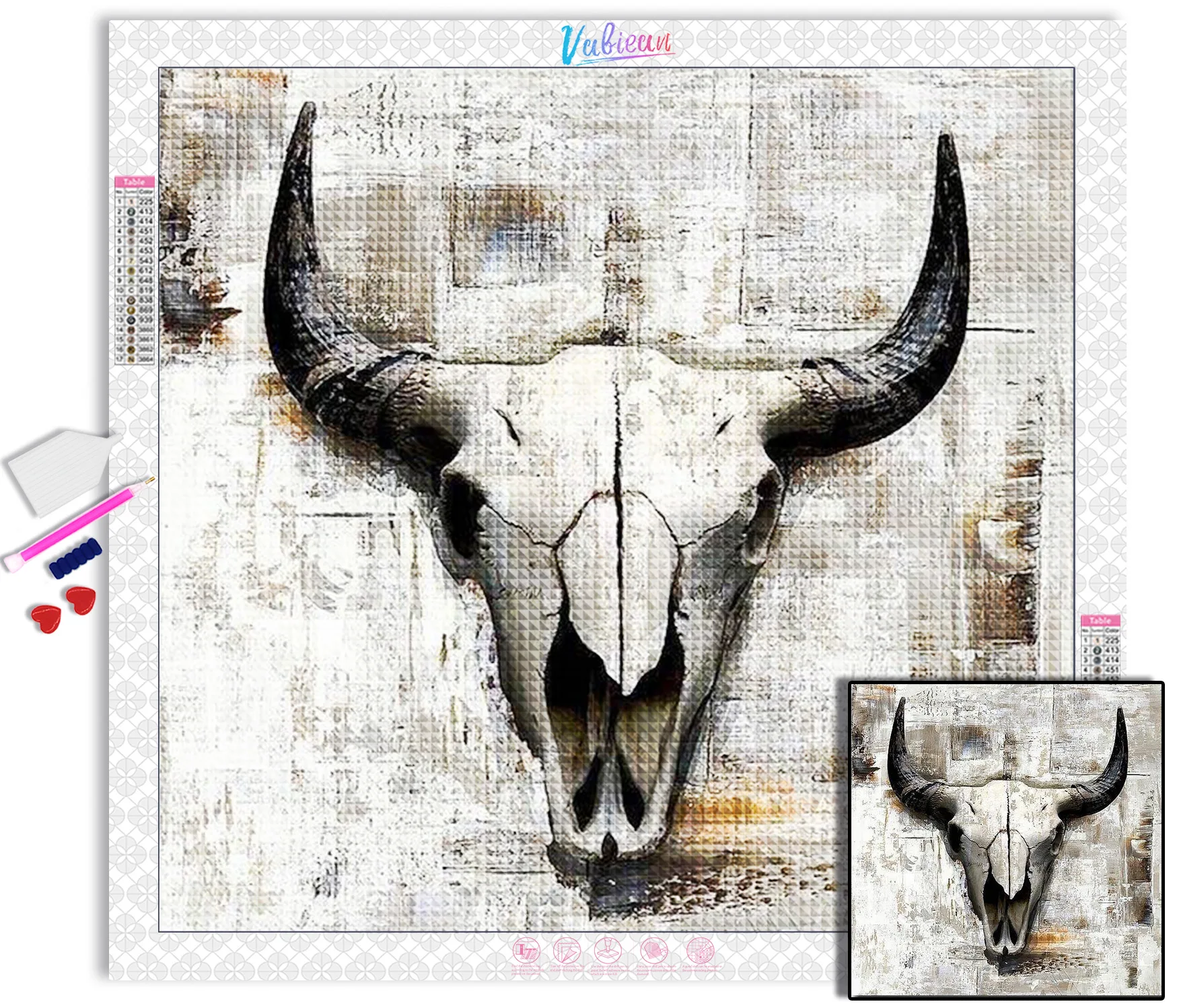 

Bullhead Diamond Painting kit 5D DIY Diamond Mosaic Animals Cross Stitch Kits Embroidery Art Home Decor