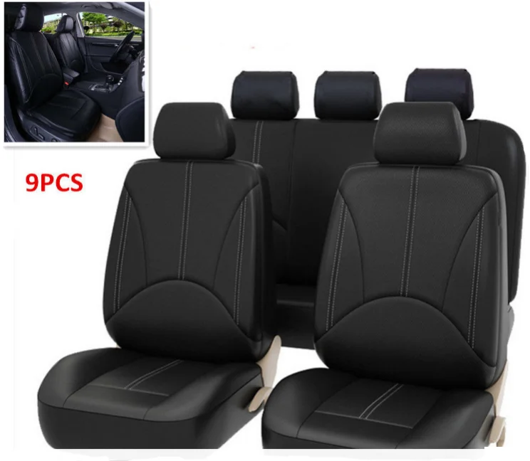 High Quality Black  PU Leather Car Seat Cover with 9 pcs/set car seat cover