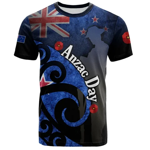 New Hot Fashion Vintage 3D Printed New Zealand Maori with Silver Fern T-shirt for Men's New Zealand Anzac Day Flag Maori Graphic