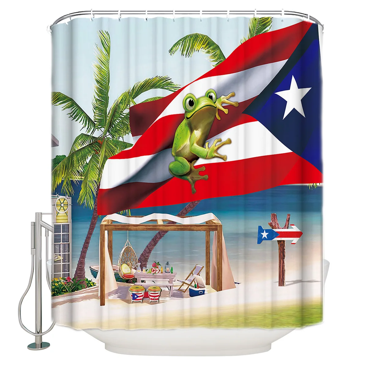 

Curtain Cartoon Frog Funny Kids Bathroom Shower Funny Animal Shower Curtain Waterproof Curtain Home Decor with Hooks Banheiro