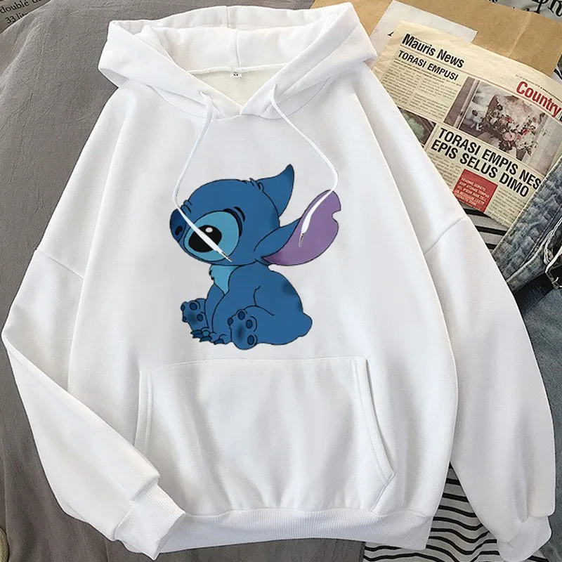 Kawaii Lilo Stitch Anime Funny Cartoon Hoodies Women Cute Manga Black White Sweatshirt Graphic Harajuku Hoody Men Pullovers 2022