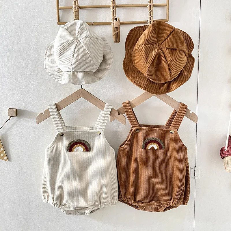 

2022 всесезонный новый детский комбинезон, жилет, комбинезон для маленьких девочек с радужным рисунком, вельветовый комбинезон для малышей, д...