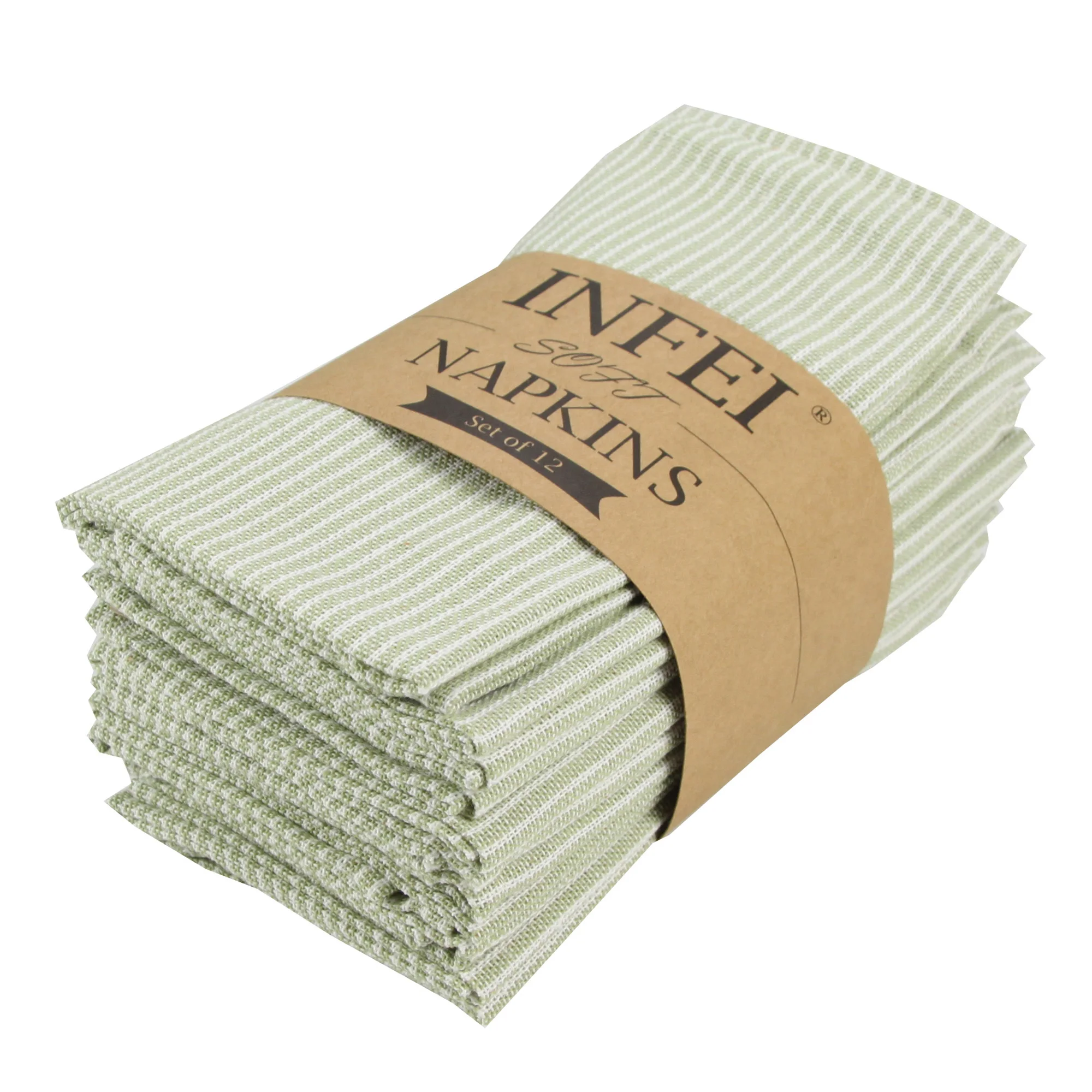 Столовые салфетки INFEI, набор 12 шт., хлопковый лен, 40x40 см