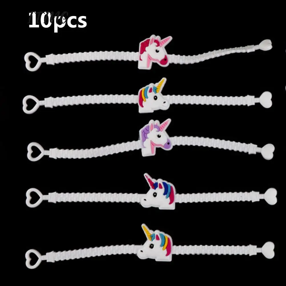 10pcs/set Kid Children Girl Boy Star Printing Colorful Unicorn Wristband Flexible Wrap Slap Bracelet Animal Enfant Bangle Gift