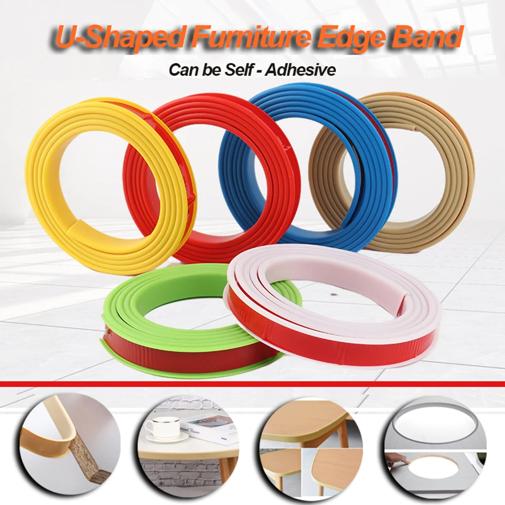 

1m / 5m U-Shaped Seal Strip Self-Adhesive TPE Edge Banding Sealing Tape 9 - 40mm For Furniture Cabinet Desk Edge Guard Protector