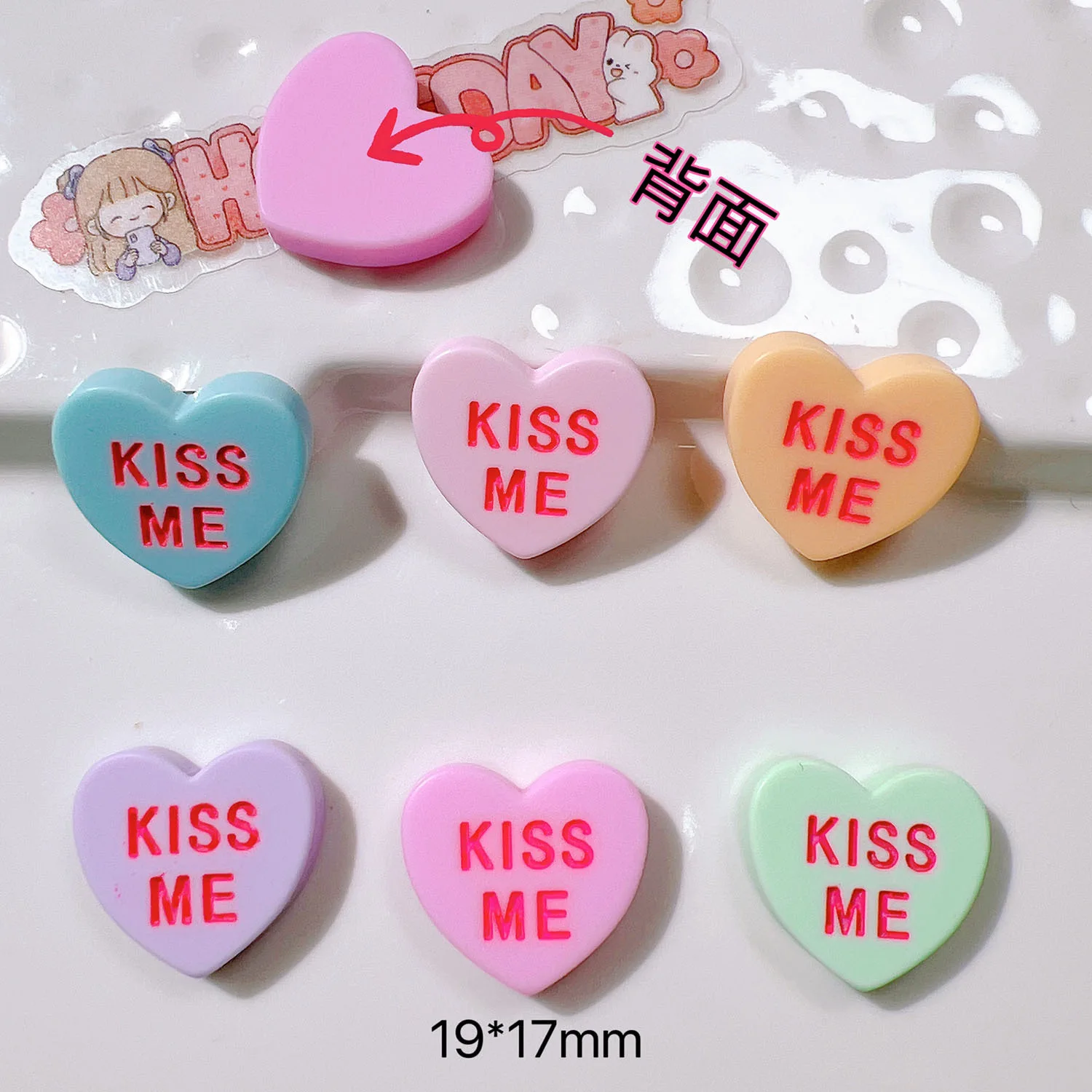 10 шт. новый милый мультяшный орнамент в форме сердца KISS ME серии с плоской задней