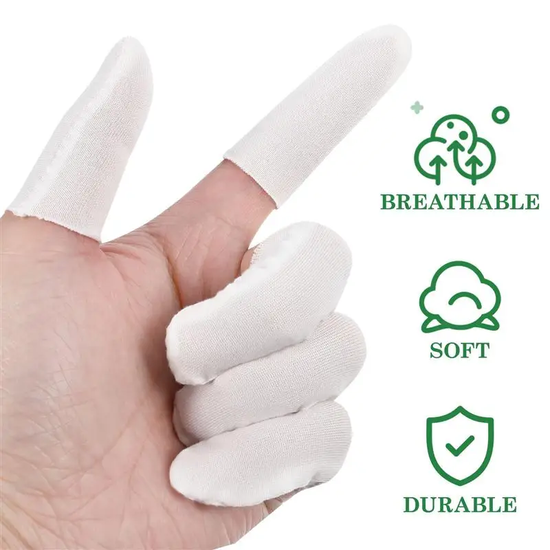 

200pcs Finger Sleeves Protectors Cotton Finger Cots Sweat-proof Finger Covers Anti-slip Finger Protective Guards