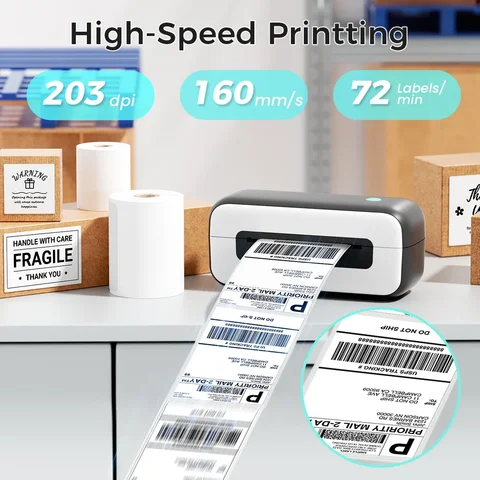 PM246S Bluetooth-термопринтер этикеток — портативный размер A6 для доставки и адресных тегов через USB-подключение для тестовых этикеток доставки