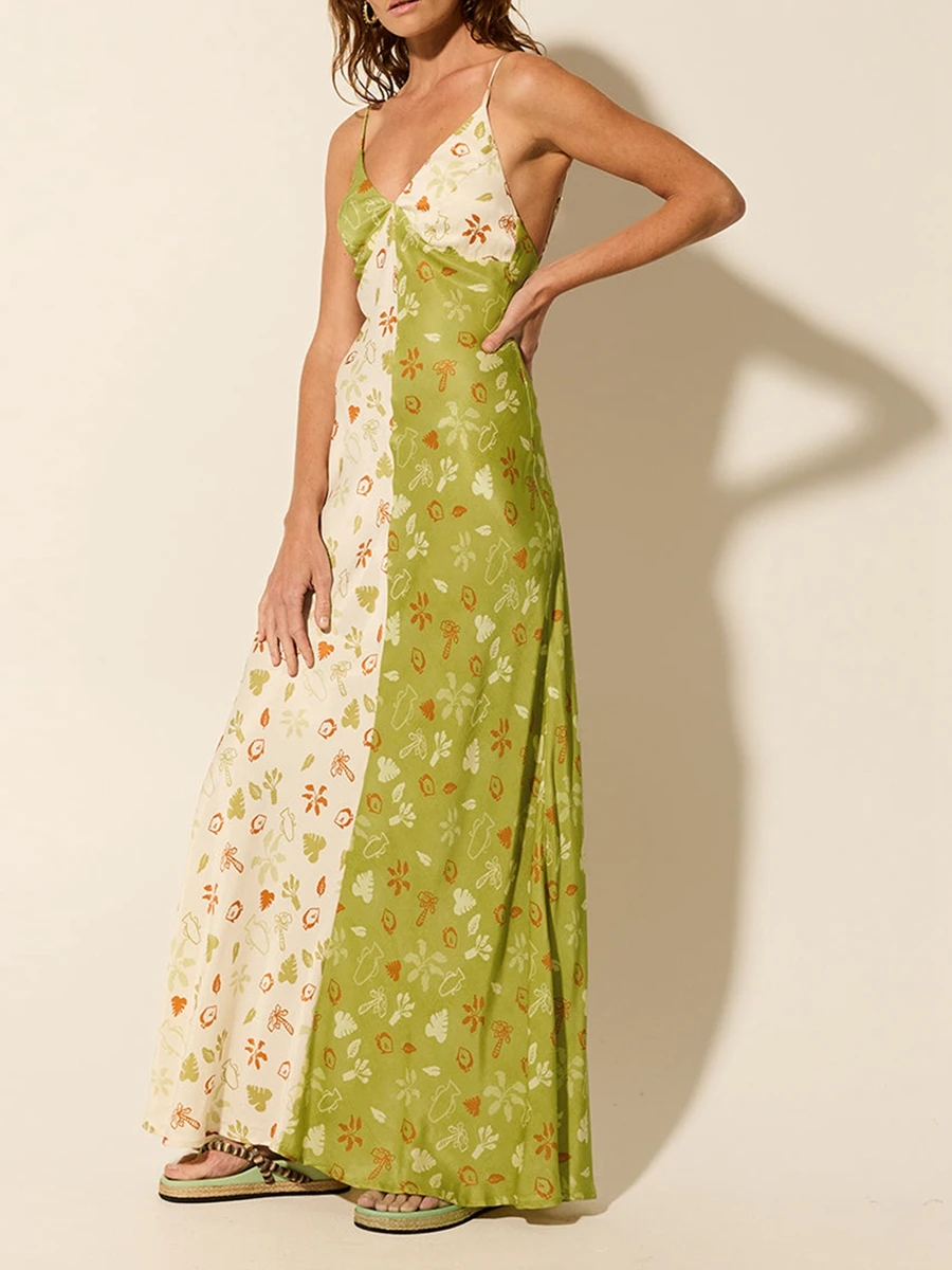 CHQCDarlys женское летнее Цветочное платье на тонких бретелях Макси сексуальное
