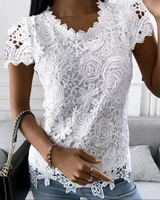 white o neck flower edge lace embroidery top women summer simple blouses female tops corset sleeveless blouse elegant shirt lady