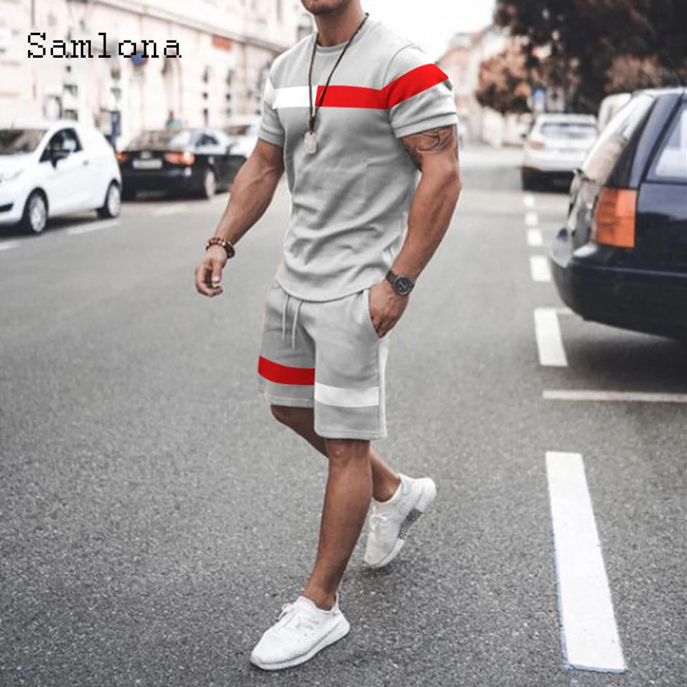 Mens Casual Tracksuit Sets para hombre ropa de calle de 2 piezas shorts cortos de moda l talla grande Fashion Two Piece Outfits