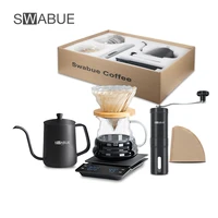 v60 coffee set manual coffee grinder mill glass pot with filter dripper gooseneck kettle timer scale specialized barista v60 kit