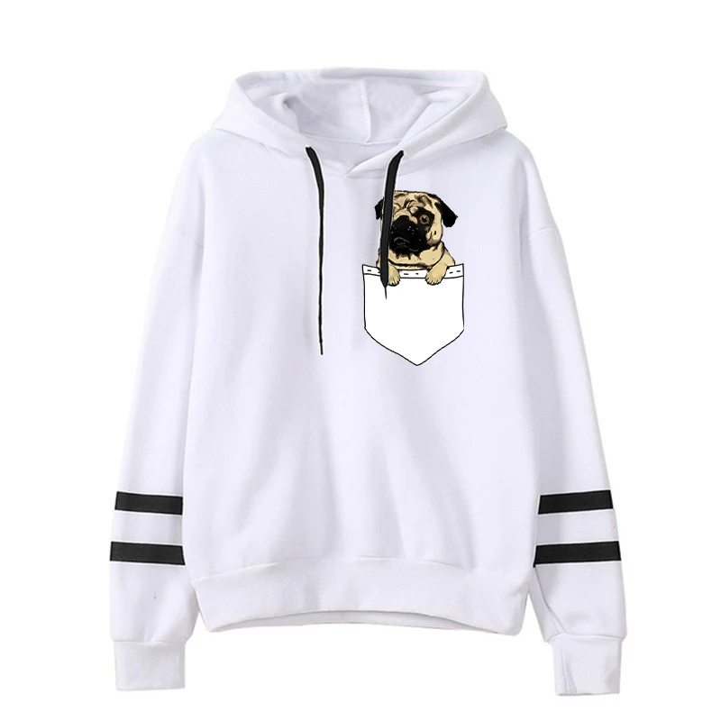 

Осенняя Женская одежда с длинным рукавом и принтом мопса для девочек худи с мультипликационным рисунком для подростков девочек и мальчиков повседневные Модные свитшоты Новинка 2022
