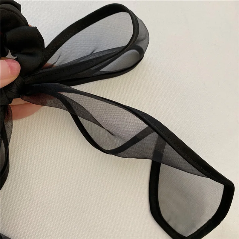 Роскошные Черные Сетчатые резинки для волос элегантные банты завязки с