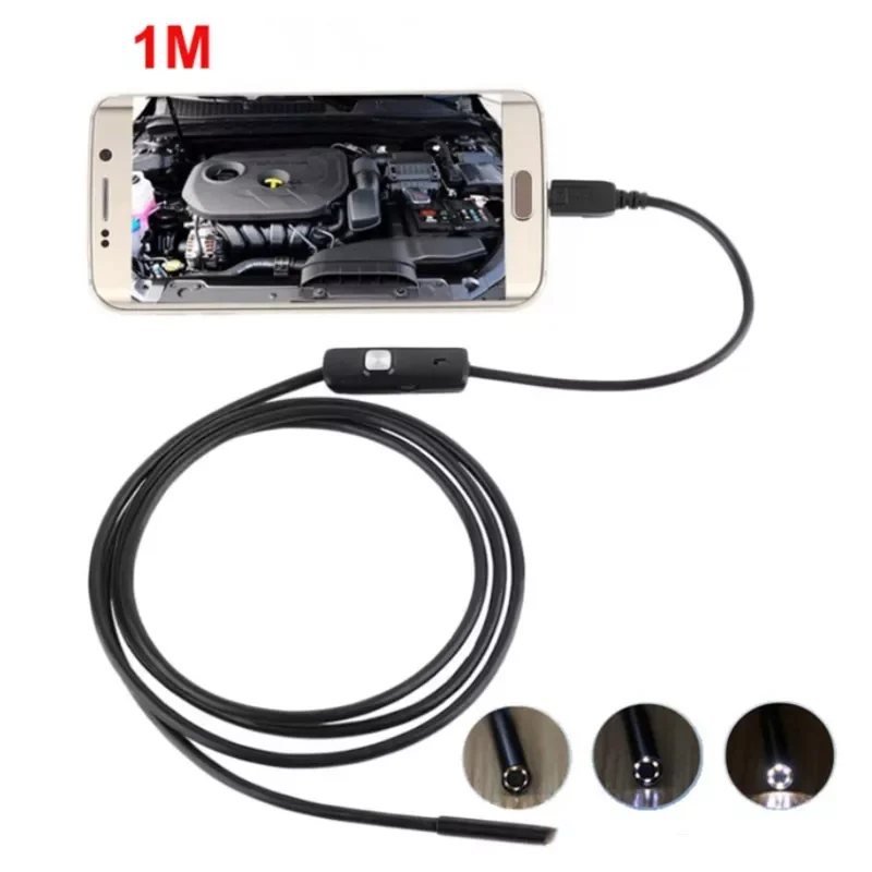 

1M 7mm Endoscope Camera Flexible IP67 Waterproof Inspection Borescope Security Camera for Android PC Notebook 6LEDs Adjustable