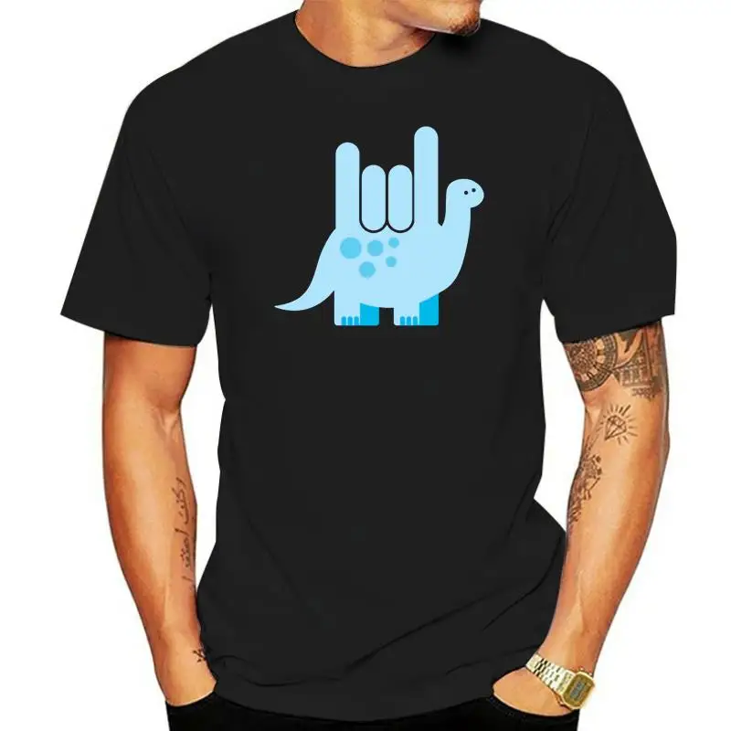 

Newest Casual American Sign Language Dinosaur I Love You Tshirt Male Cool Solid Color Men T-Shirt O Neck Cotton Hiphop Top