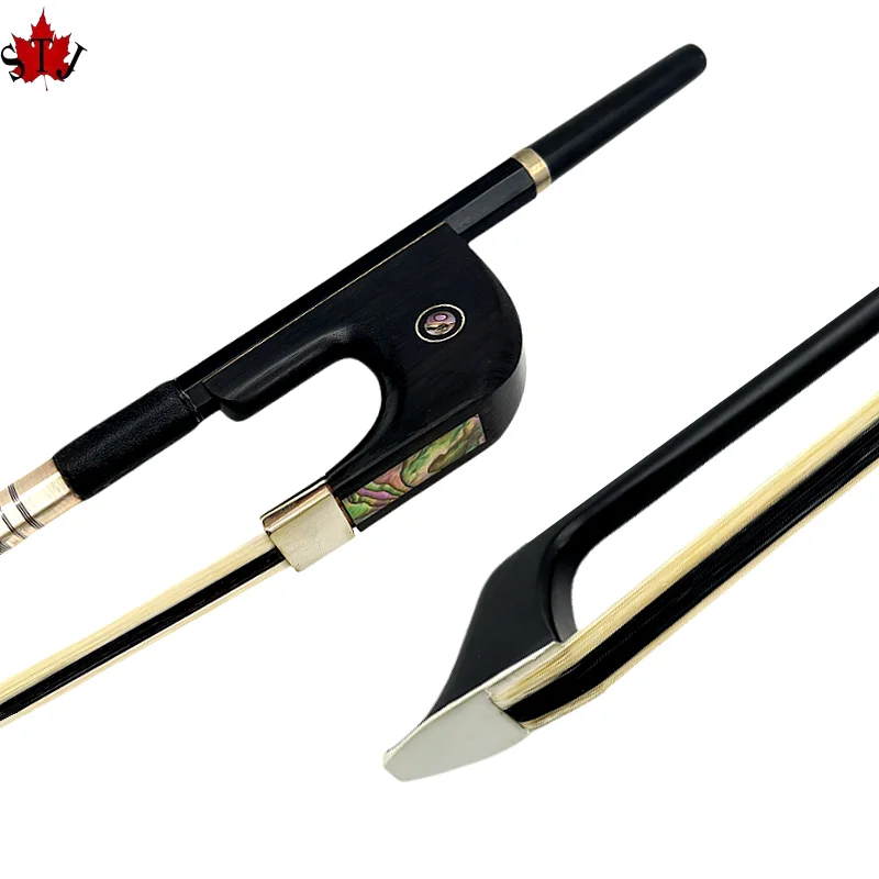 

1 шт. немецкий стиль 3/4 Вертикальный двойной бас лук черный углеродное волокно палочка, белый и черный конский волос хвост, черная лягушка