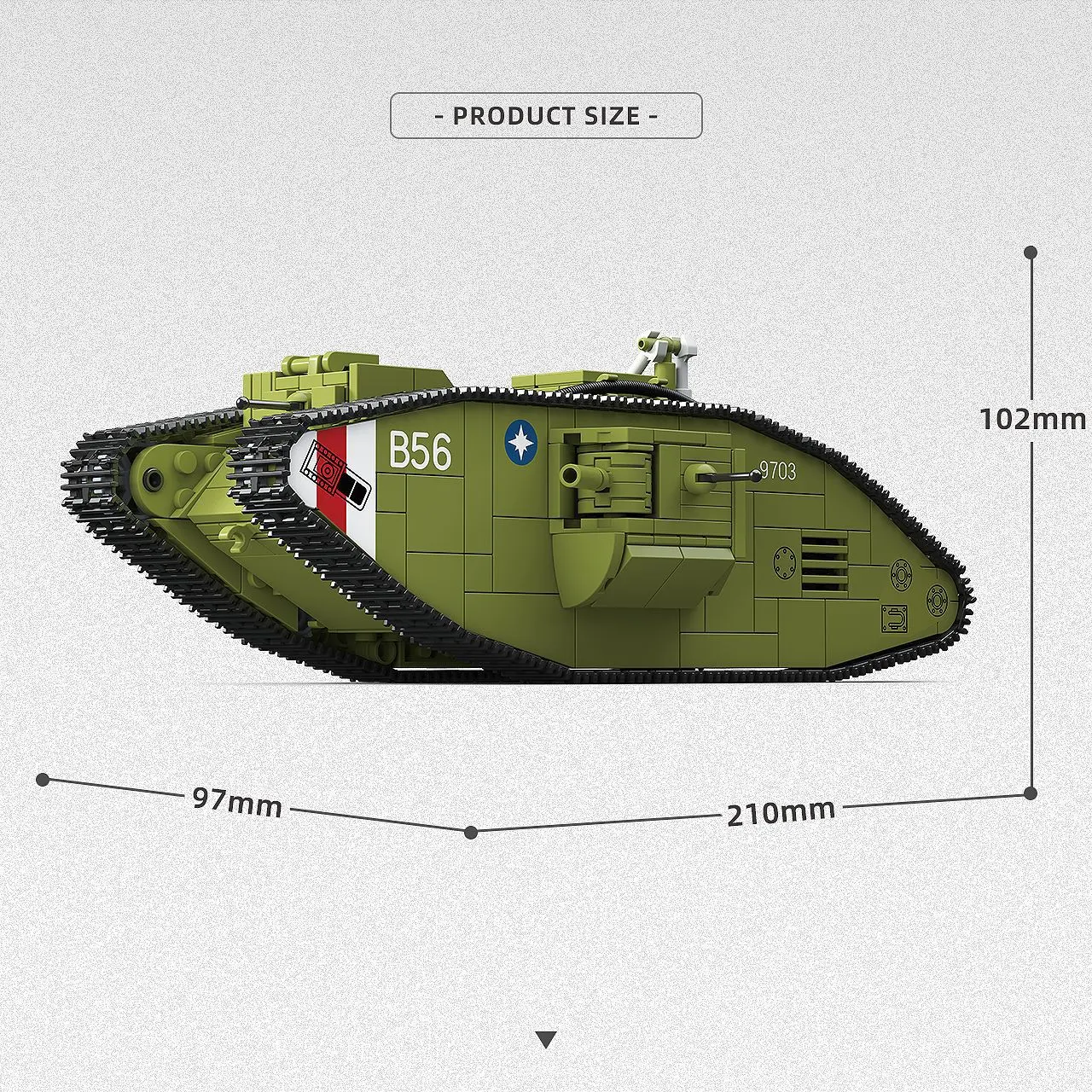 900 шт. Британская бронеавтомобиль MK.V 1917, военный строительный комплект времен Второй мировой войны для показа, коллекционный подарок для любителей истории (art.: 3920d2f7ee2ad) - 3920d2f7ee2ad