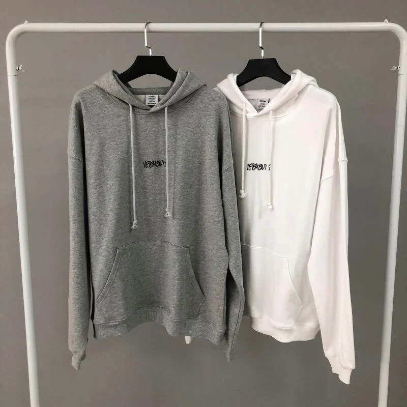 

VETEMENTS White Written Logo Hoodie Men Women Cotton-Blend Terry Vetements Hoodies Letter Printed Pullovers Oversize Sweatshirts