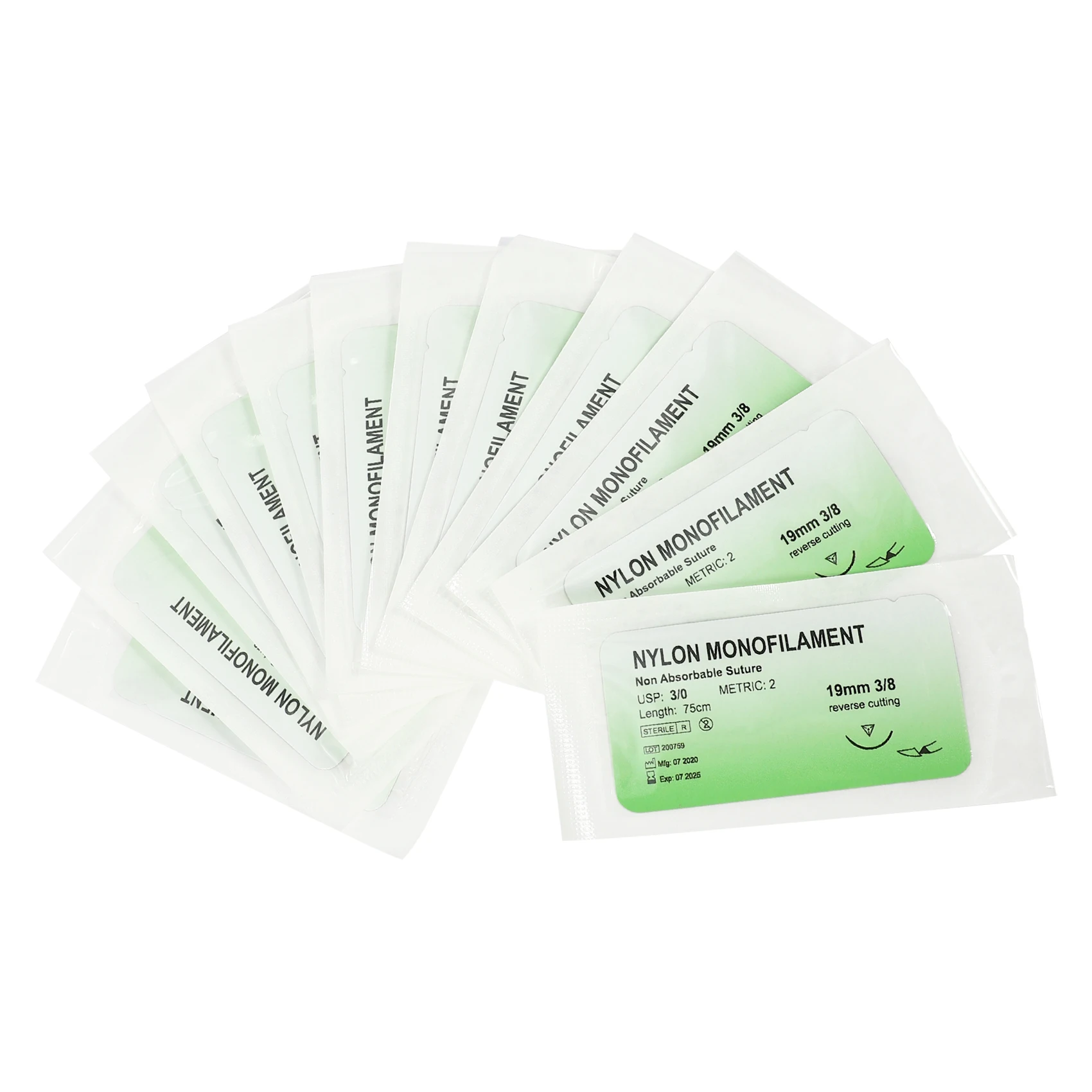 

12 Pcs/Set Needle Suture Nylon Monofilament Thread Suture Practice Kit 3/0