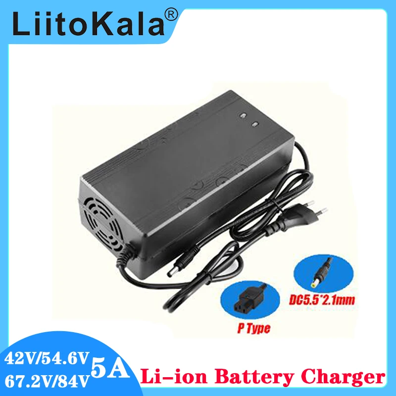 

42V/54.6V/67.2V/84V 5A Battery Charger 36V 48V 60V 72V Li-ion Charger 110-220V for 10S 13S 16S 20S ebike Scooter battery pack