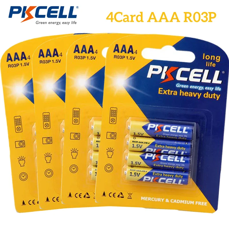 

16Pcs PKCELL Temperature Measurement Meter battery 1.5V R03P UM4 AAA Battery Zinc Carbon aaa batteries