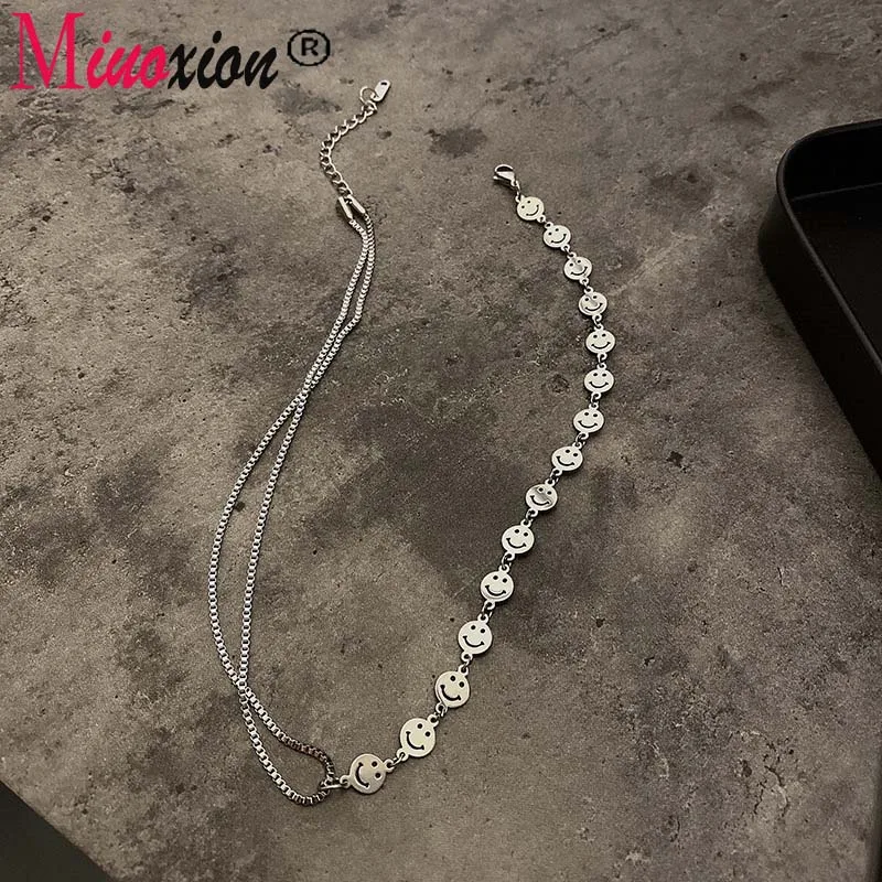 Модное ретро ожерелье Miuoxion со смайликом в стиле ретро 925, индивидуальные стильные украшения для студентов в стиле панк, Очаровательное украшение для девушек