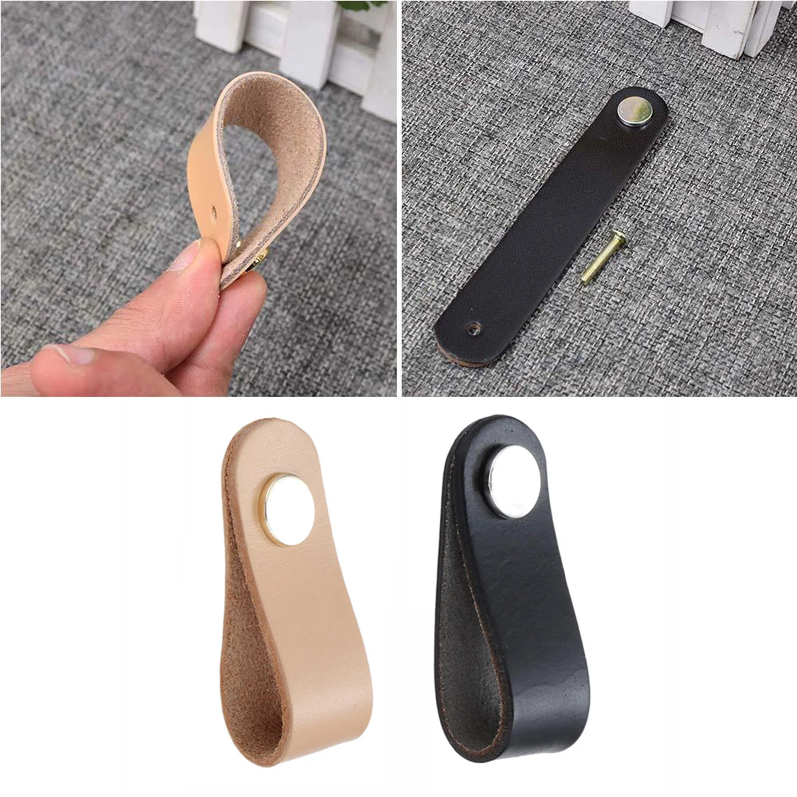 

Leather Drawer Pulls Leather Pulls With Gold Knobs Soft Handle Pulls For Drawer Cupboard Wardrobe Shoe Cabinet Black/ Brown