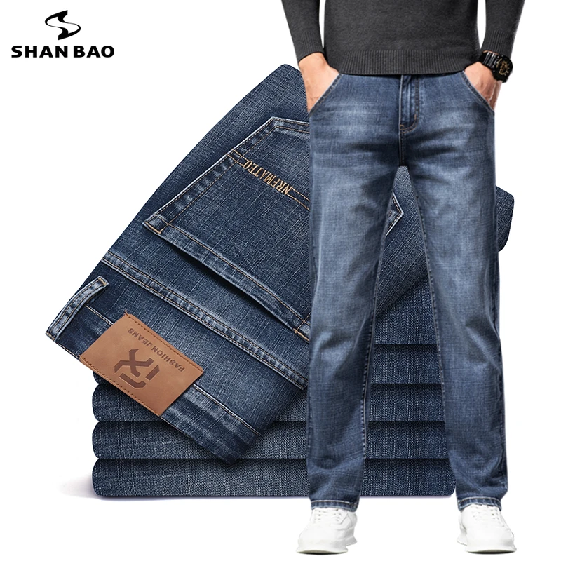 Men's Straight Loose Plus Size Midweight Denim Jeans Autumn Brand New Retro Business  Casual Cotton Stretch Pants Simple Trousers - купить по выгодной цене |  AliExpress