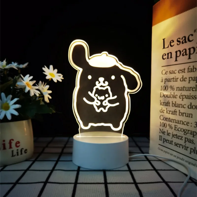 Kawaii Cinnamoroll Hello Kitty Kuromi Pochacco ночник Sanrio Girly Heart креативная рождественская настольная