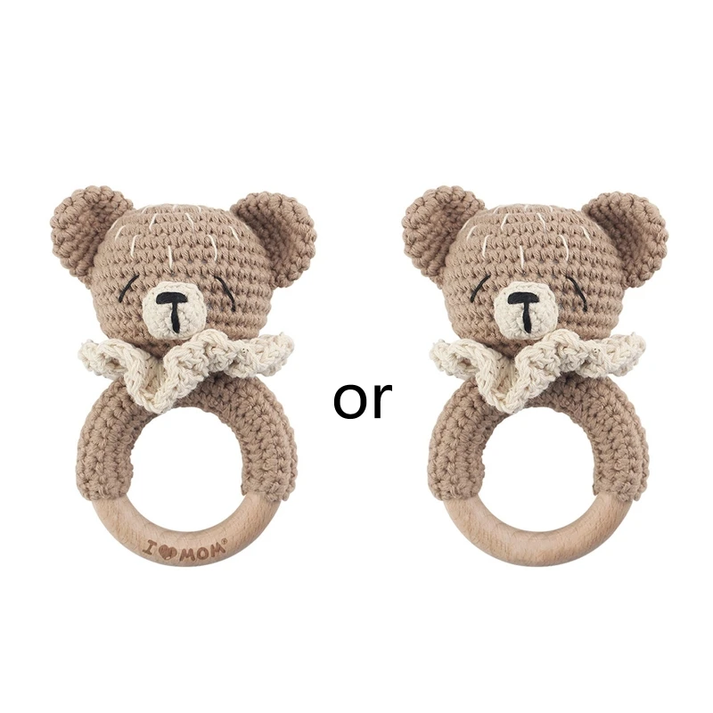 

Baby Teether Shower Gifts Knitted Crochet Animal Rattle Chewing Teething Toys