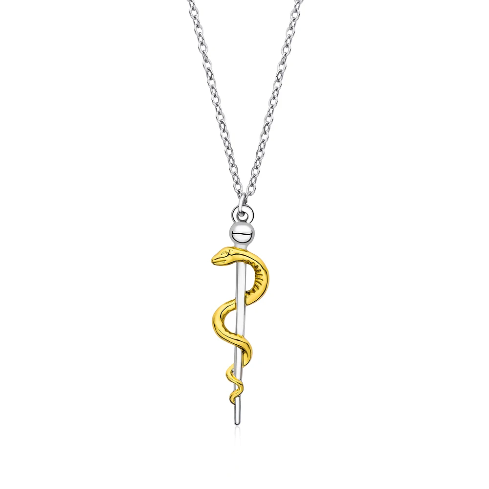 

Hanreshe Classic Caduceus Medical Necklace Simple Snake Rod Medicine Symbol Jewelry Pendant Necklaces for Doctor Nurse Gift