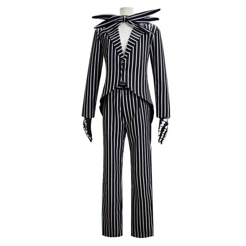 

Scary Horror Jack Skellington Cosplay Costume Christmas Jack Uniform Clothes Striped Men Suit Halloween Costumes