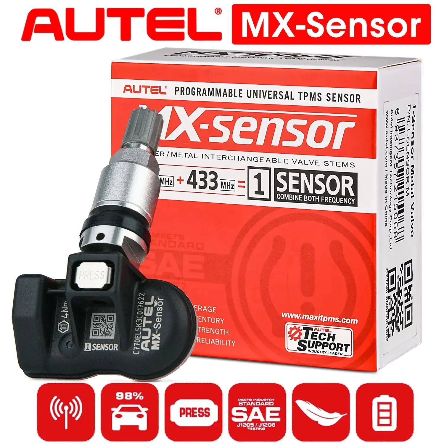 空気圧センサー TPMS Autel MX-Sensor Amazon | Autel MaxiTPMS MXセンサー 4個セット メタルステム