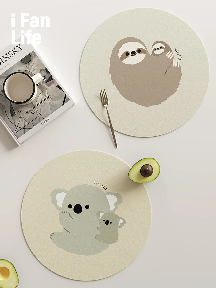 

Coaster Kawaii Tableware Pad Placemat Table Mat Heat Insulation PU Leather Placemats Placemats for Table Kids 2 PCS