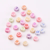 kissitty 200pcslot 7mm initial letter acrylic beads mixed color flat round beads for jewelry making diy bracelet accessories