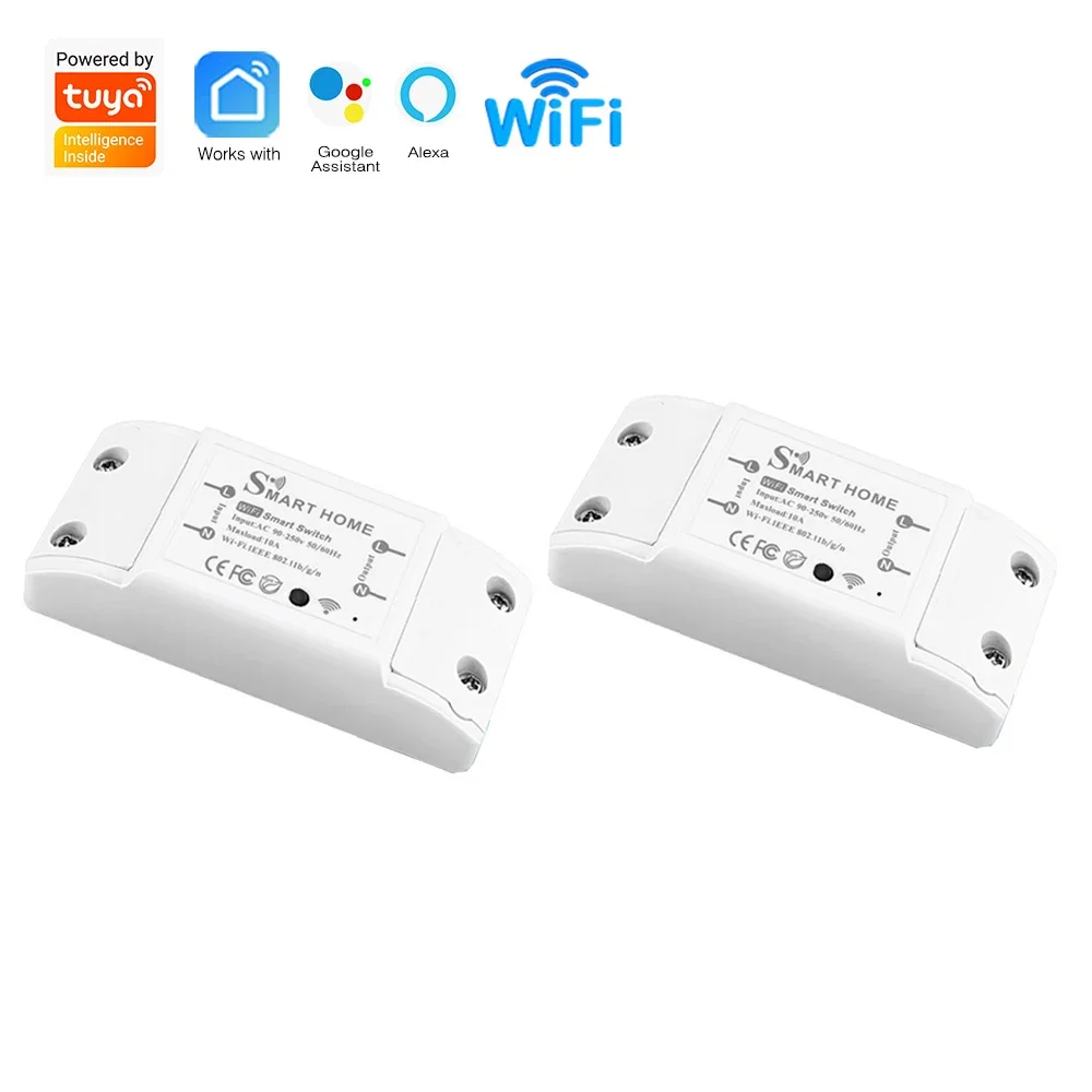 

Умный переключатель Tuya Wi-Fi, беспроводной переключатель управления, модуль релейного выключателя, дистанционное голосовое управление, умная жизнь, работает с Alexa Google Home
