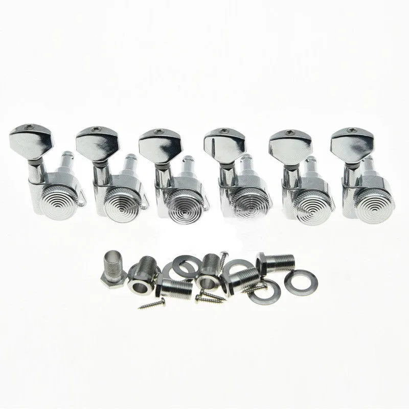 6pcs 19:1 Tuning Ratio Guitar Heads Replacement Chrome Right 6 Inline Locking Guitar Tuners Tuning Keys Pegs Non-staggered Shaft enlarge