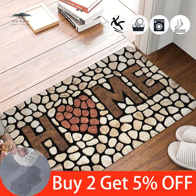 

3D Cobblestone Carpet for Living Room Bath Drying Mat Super Absorbent Non-skid Entrance Doormat Napa Skin Balcony Rug Decor