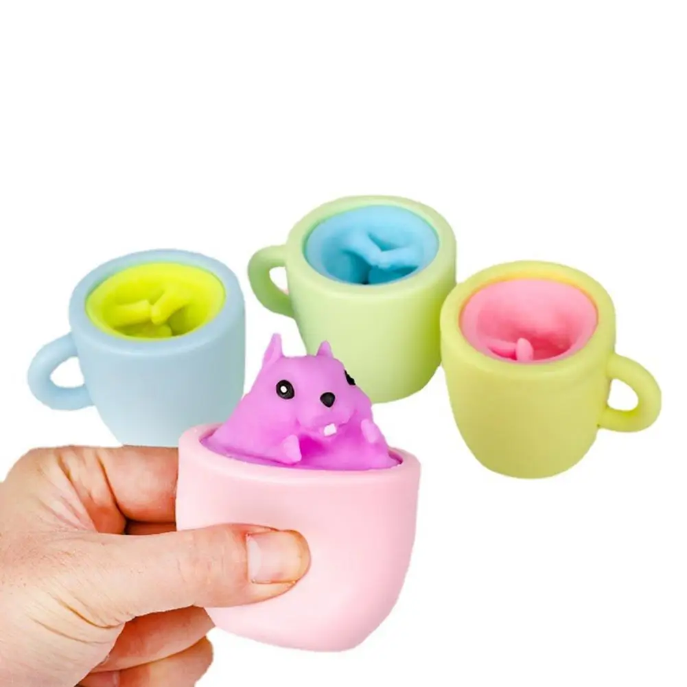 

Funny Squeeze Toys Tea Cup Evil Squirrel Cup Decompression Squishes Toys Prank Props Stress Relief Fidget Toy For Kids Adult