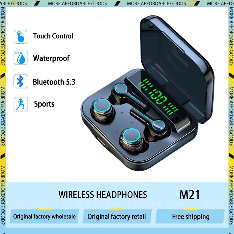 M21 TWS Bluetooth 5.3 Headphones With Microphone Couple Wireless Earphones Stereo Sports Waterproof Four Earbuds Headset PK M22