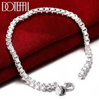 doteffil 925 sterling silver 4mm box chain bracelet for man women wedding engagement jewelry