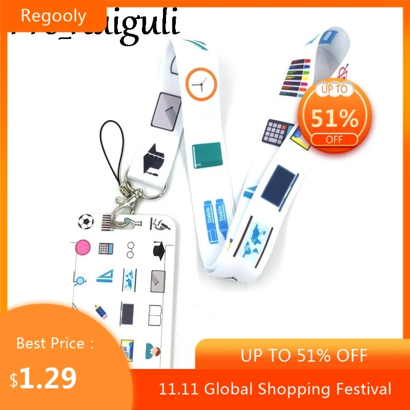 

Education School University Stationary Creative Lanyard Card Holder Student Hanging Neck Phone Lanyard Badge Subway Access Card