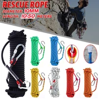10 50m climbing rope 10mm outdoor emergency set static rescue rock rappelling tree arborist sling high strength cord safety rope